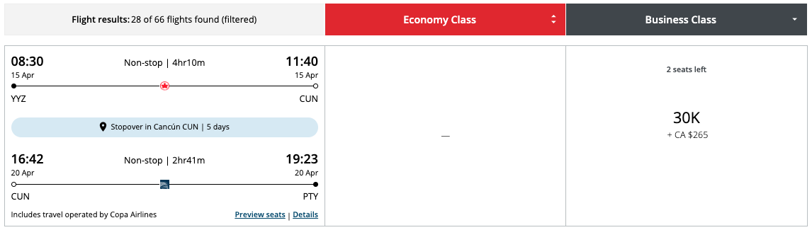 Toronto Cancun Panama City stopover