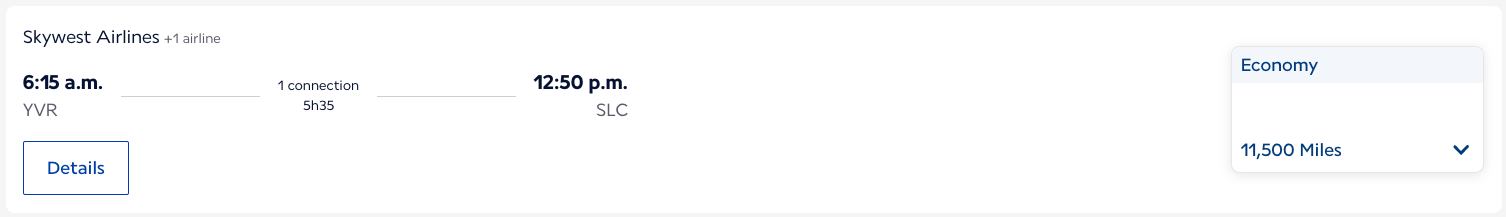 Flying Blue SkyWest YVR SLC