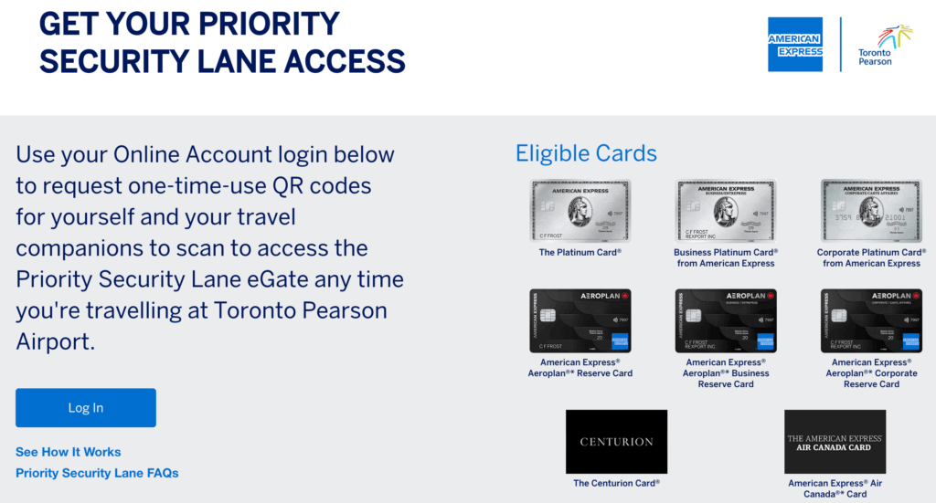 American Express Canada Priority Security Lane Access
