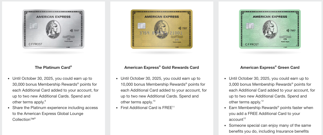 Amex Add a Card Bonus Event Fall 2025