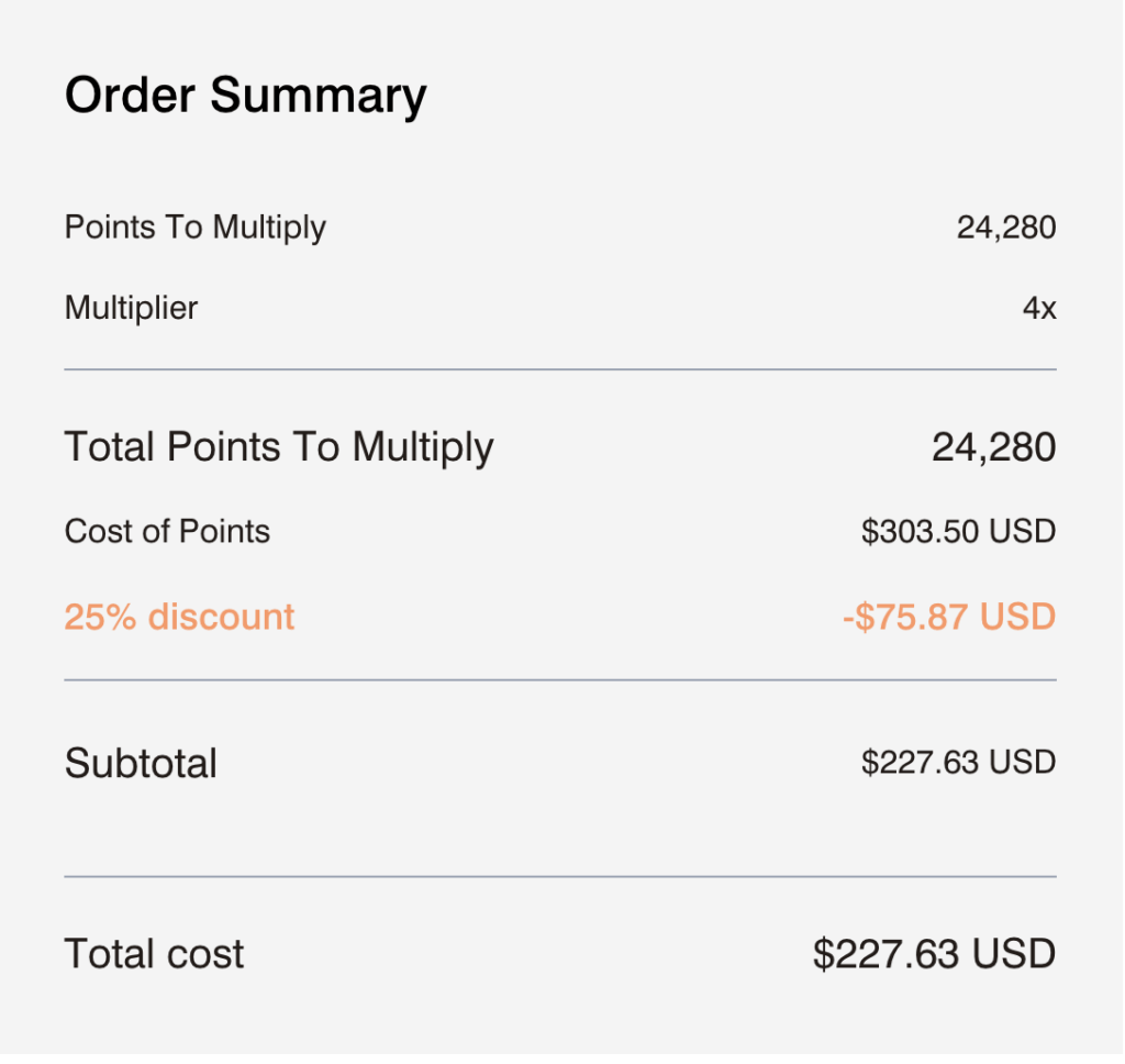 multiply points offer checkout