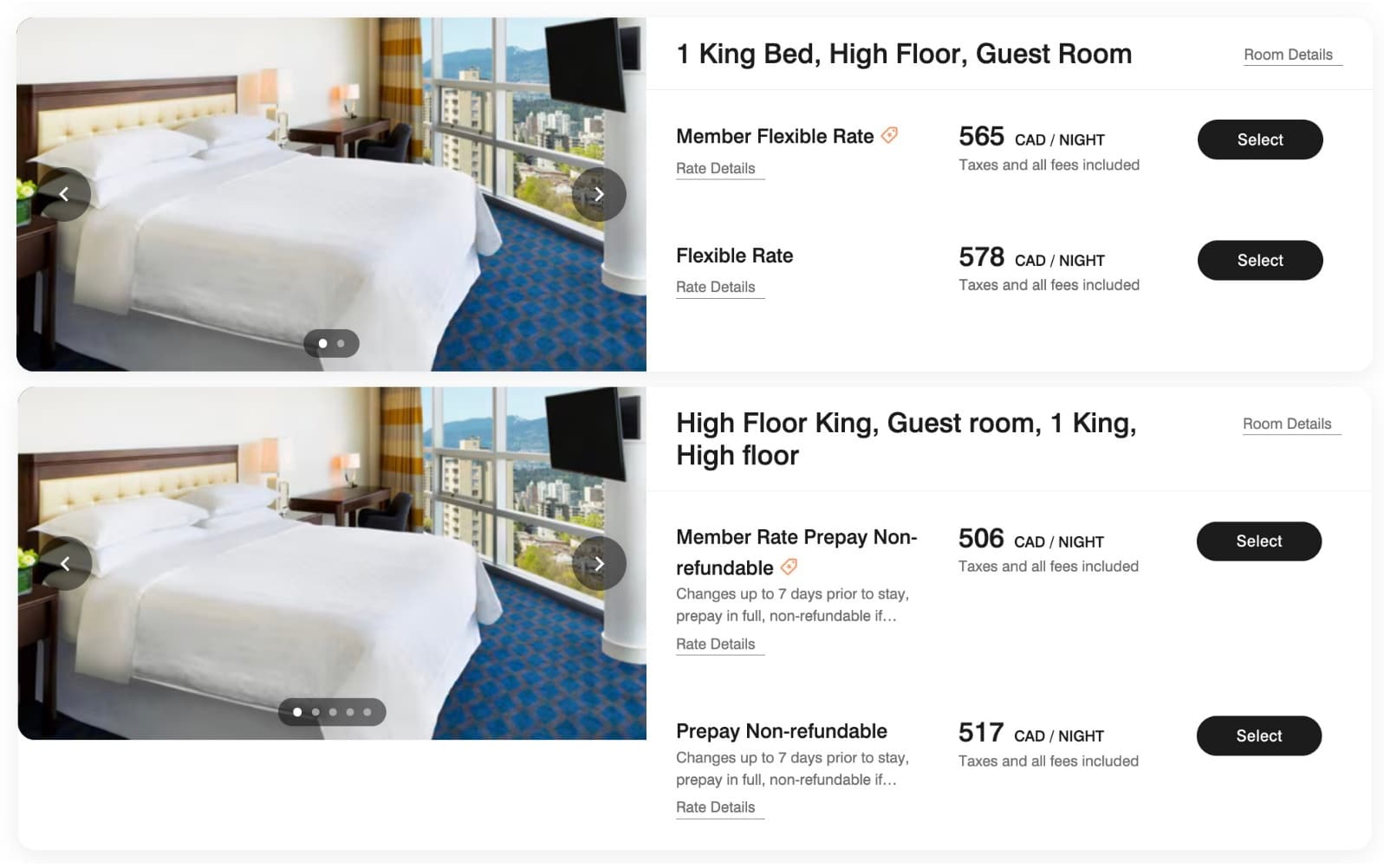 Sheraton standard and prepaid rate