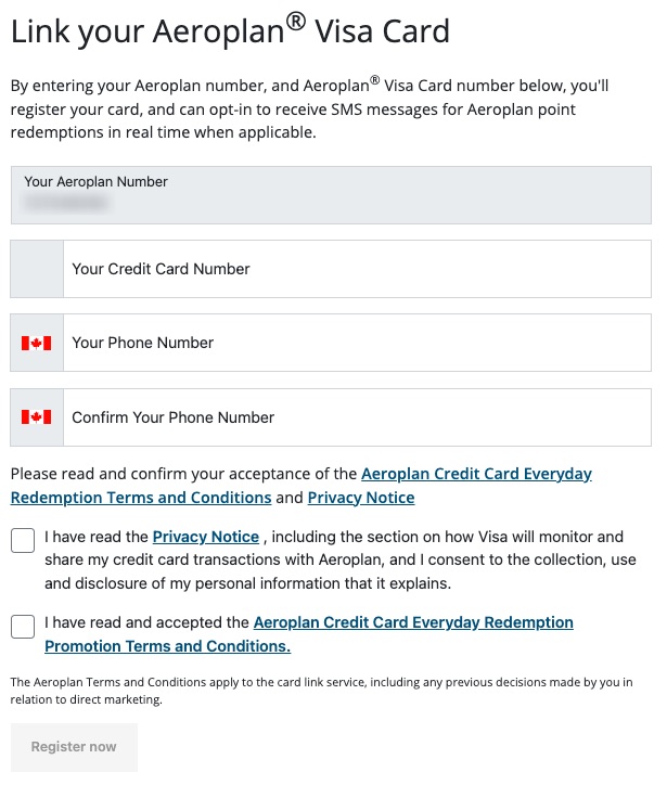 Aeroplan pay with points link account