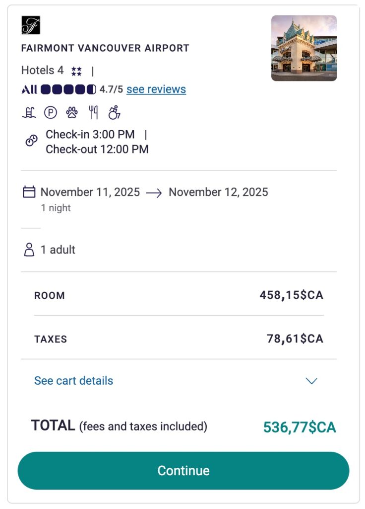 Rates Fairmont Vancouver Airport ALL Accor Live Limitless