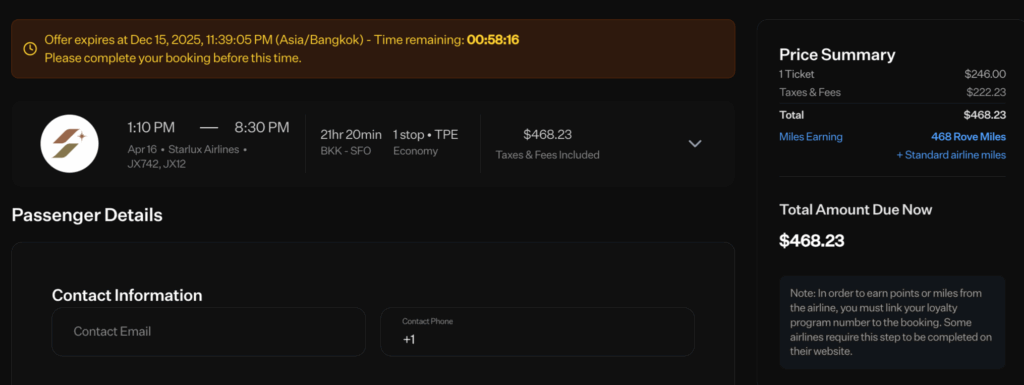 Find Flights Rove 12 15 2025 10 40 PM