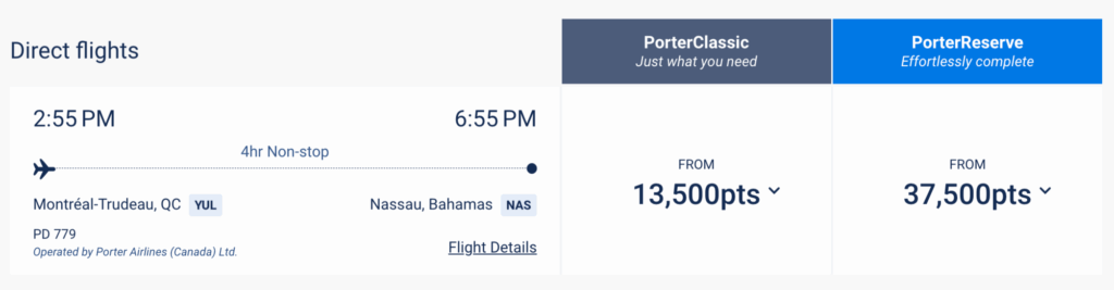 Porter Airlines YUL NAS