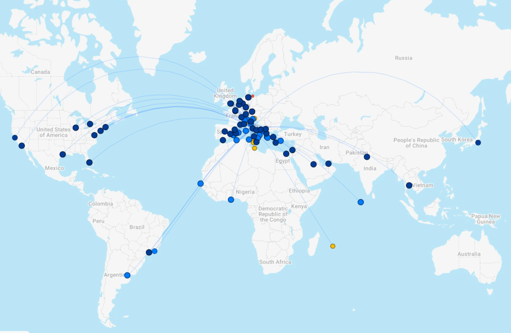 Route map ITA Airways AZ 02 06 2026 01 06 AM